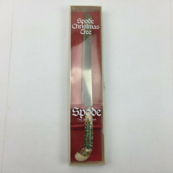 Vintage Spode Christmas Tree Cake Knife Ceramic - Picture 4 of 7